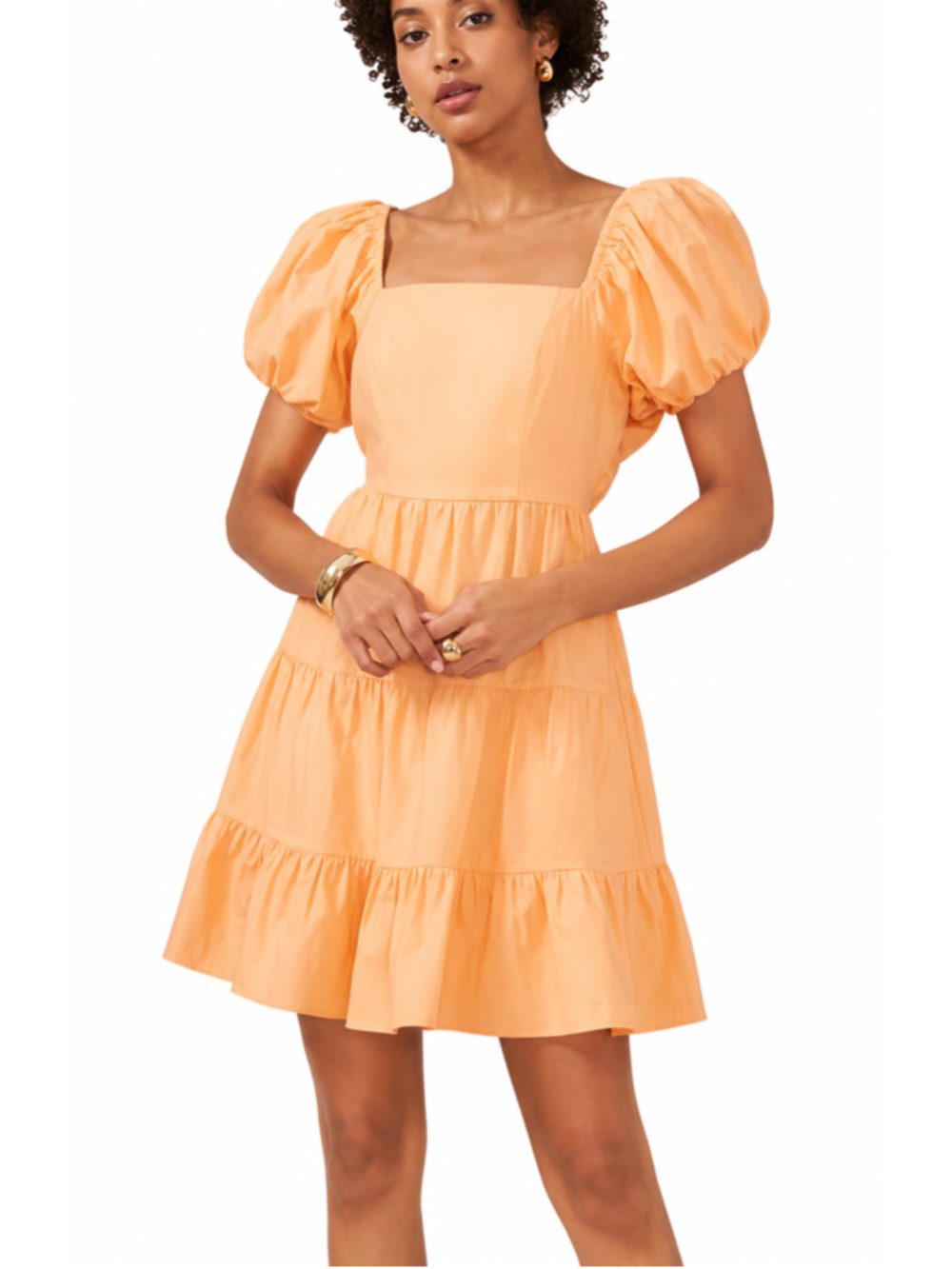 1. State Size XXL Orange Summer Mini Dress w/ Puff Sleeve and Tie Back NWT